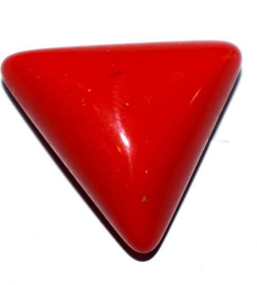 Triangle Coral Stone Brass Coral Brass Plated Ring Brass Coral Brass Plated  Ring (6 to 7