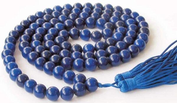 Certified Blue Hakik Mala or Blue Agate Rosery- For Rahu Nivaran & Protectioin from evil