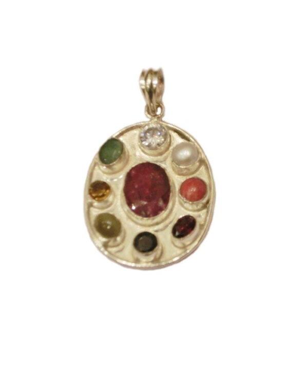 Navratan Oval Pendant (PENP-001)