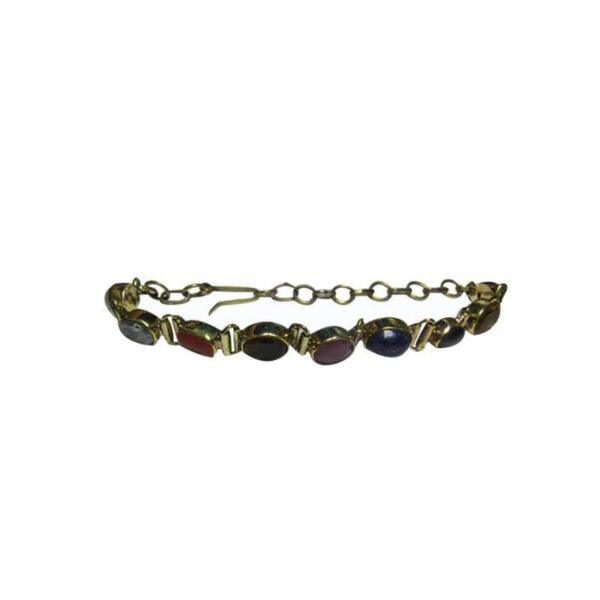 Navratna Bracelet in Yellow Metal