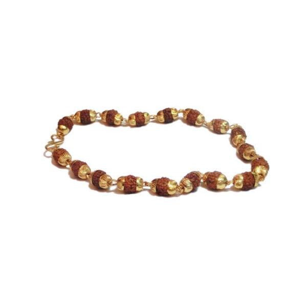 Rudraksha Bracelate in Golden Capping (RUGC-002)